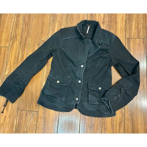 Free People Ruffled Utility Jacket size Small - Picture 6 of 9